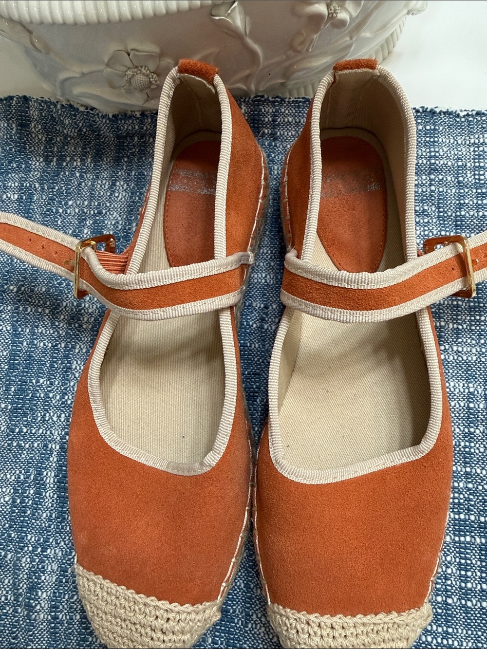 Women's Rust Orange Espadrille Mary Janes